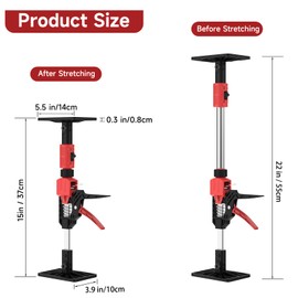Labor-Saving Handle 2 Pack, Cabinet Jacks for Installing Cabinets, 15" to 21" Third Hand Tools and 45" to 135" Adjustable Support Pole Plate, Multi-Function Height Adjustment Lifting Device
