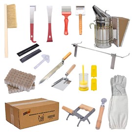 Beekeeping Supplies Bee Keeper Starting Kit 20 Pcs Beekeeping Tool Kit Bee Smoker Kit,Bee Keeping Supplies-All Starter Kit