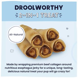 Pawstruck 2-in-1 Collagen Wrapped Jerky Natural Treats for Dogs - 5 Medium Rolls - Limited Ingredient Grain Free Long Lasting for Small, Medium, and Large Dogs