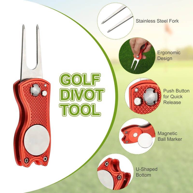 PATIKIL Golf Divot Repair Tool, 4 Pack Foldable Metal Golf
