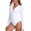 RELLECIGA Women's White Long Sleeve Rash Guard One Piece Size