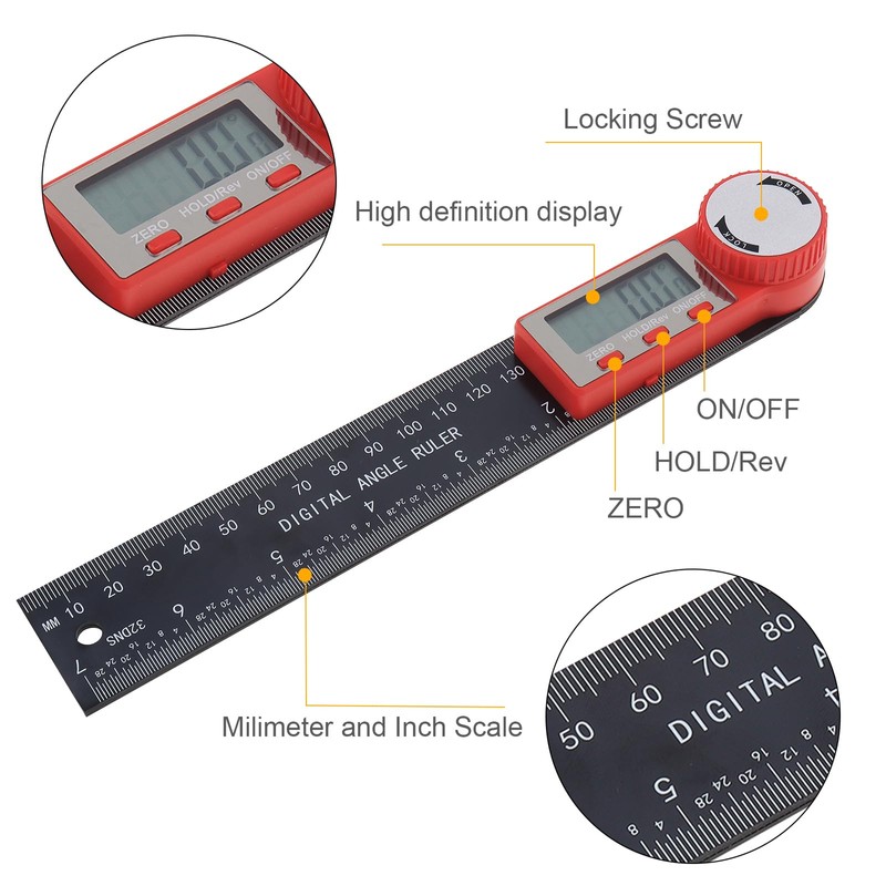 Smgda Digital Angle Finder, 200mm/7 Inch Digital Inclinometer Protractor, Internal