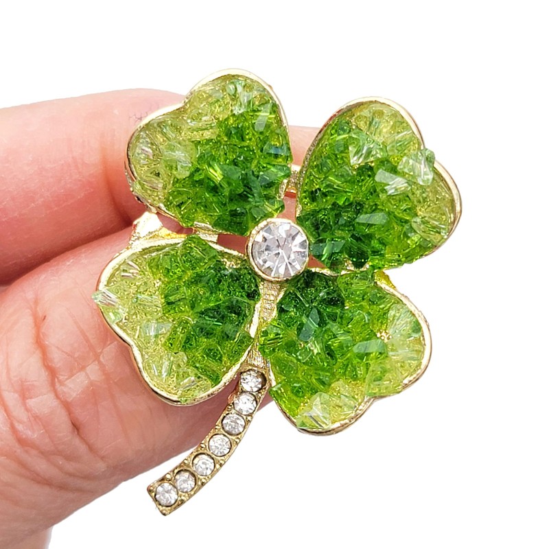 GFM® Three Leaf or Four Leaf Clover Dimantes Enamel Brooch