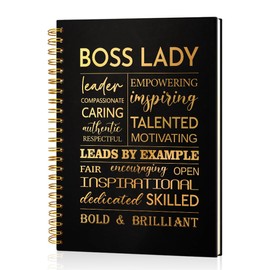 Msticey Boss Lady 160 Blank Pages Gold Foil Hardcover Spiral Notebook, New Business Owner Gifts Women Boss Gifts for Boss Female, Appreciation Gifts for Women Entrepreneurs, Boss Day Women's Day Gifts