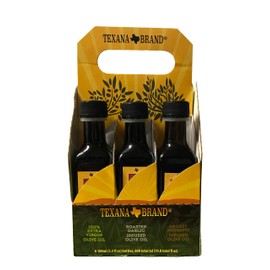 Texana Brand Six-Pack with Extra Virgin, Roasted Garlic, Smokey Mesquite, Cajun Heat, Zesty Lemon, and Country Herb Infused olive oils Set..