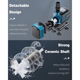 Pawfly 800 GPH Pond Water Pump 45 W Submersible Water Fountain Pump with 8.2 ft. Lift Height Ultra Quiet Adjustable Outdoor Water Pump for Fish Koi Pond Fountain Garden Waterfall and Statuary