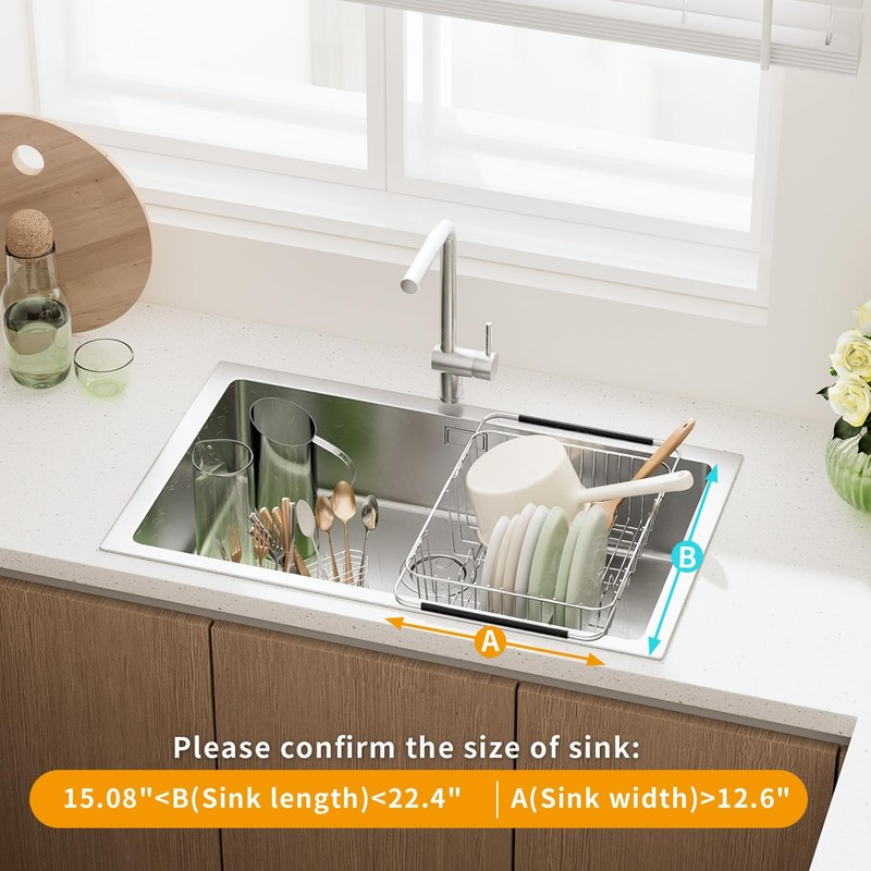 JAQ Over Sink Dish Drying Rack for Medium to Large