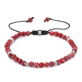 APMGONT Women's Yoga Bracelet, 4 mm Natural Stone Beads Bracelet, Gemstone Bracelet, Adjustable Natural Stone Bracelet, Chakra Bracelet Stones for Women, Men, Teens, Stone