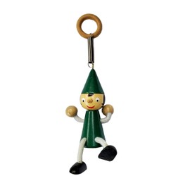 P.S. I Love Italy Bouncing Wooden Pinocchio Ornament with Spring - Green