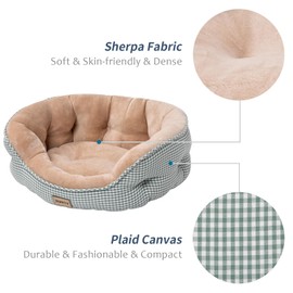 Jiupety Cat Beds for Indoor Cats with Side, Dog Bed for Small Dogs, Cute Calming Pet Sofa with Washable, Cuddle Kitten with Anti-Slip & Water-Resistant Oxford Bottom, Green, Fits up to 22 lb Pets