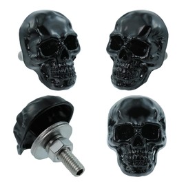 Bashineng Skull License Plate Bolts Fasteners License Plate Screw Decoration Cute Unique Cool Funny Stainless Steels Screw Kit Universal Fit Most Cars Truck Motorcycle 4 Pcs (Black)