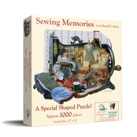 SUNSOUT INC - Sewing Memories - 1000 pc Special Shape Jigsaw Puzzle by Artist: Russell Cobane - Finished Size 27" x 24" - MPN# 95072