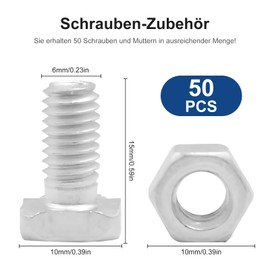 Pack of 50 Hammer Head Screws M6 Greenhouse Screws Aluminium Greenhouse Screws with Nuts Greenhouse Screws for Furniture Tool Greenhouse Repairs