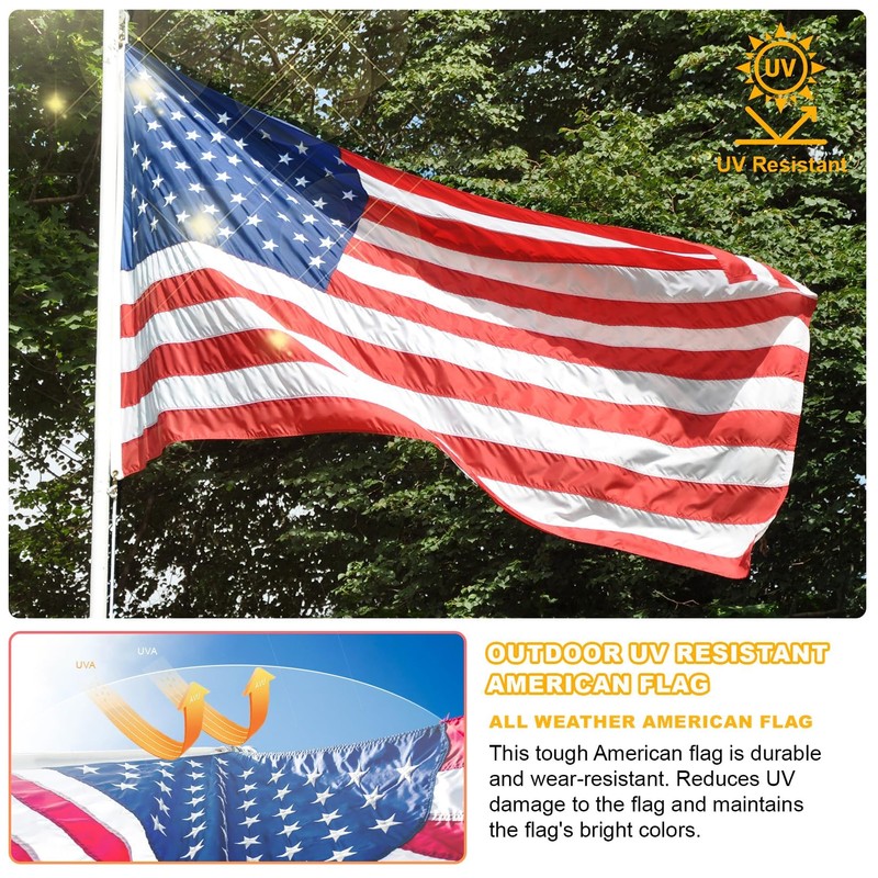 3x5Ft Heavy Duty American Flag,Premium Spun Polyester US Flag, Densely