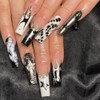 24 Piece Long Press On Nails, Black and White French