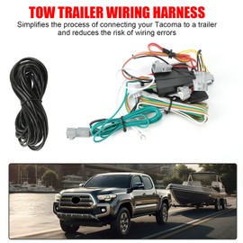 Trailer Wiring Harness Compatible with Toyota Tacoma 2016 2017 2018 2019 2020 2021 2022 2023 2024 2025, Towing Hitch Wiring Harness Kit w/4-Way Flat Vehicle Side Connector