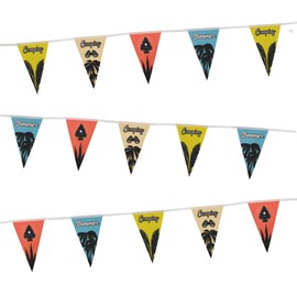 1 Set Camping Triangle Wind Flags Campsite Atmosphere Decoration Flags Oxford Cloth Material Total 15 Flags with 3 Patterns 16.4 Feet Length