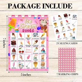 valucise Ice Cream Bingo Game Cards, Ice Cream Shop Birthday Bingo Games for Adults, Summer Bingo Cards Supplies, Birthday Party Decor Favors, Card Gifts for Friends Family Holiday, (Ice Cream)