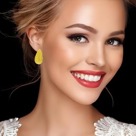 Chunky Teardrop Earrings for Women Dupes Lightweight Dangling Water Drop Earrings Rhinestone Crystal Dangle Earrings Cubic Zirconia Earrings Wedding Bridal Bridesmaids Christmas Jewelry Gift for