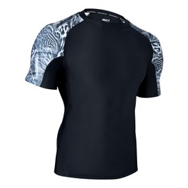 HUGE SPORTS Mens Rash Vest- Rash Guard Short Sleeve Quick Drying Wetsuit Swimming Tops for Surfing BJJ Jiu Jitsu(Mess Black,XL)