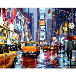 QUITEDEW Paint by Numbers for Adults Beginner,Times Square Adult Painting by Number Kits,Street Scenery,Manhattan Square Paint ing by Number Adult City Night View 16 x 20 Inch
