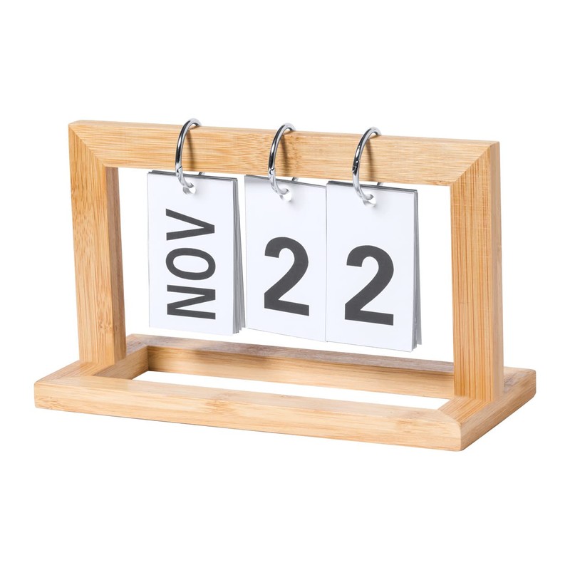 Perpetual Folding Calendar Bamboo Wood Desk Calendar for Office, Household