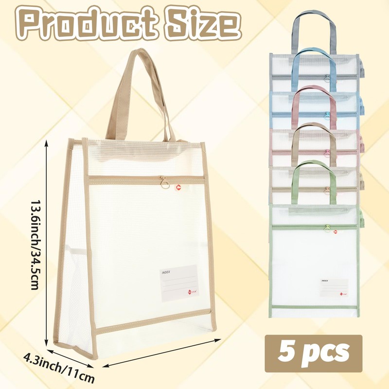 LOLYSIC 5 Pack A4 Size Project Bags for Quilting, 14x11x5
