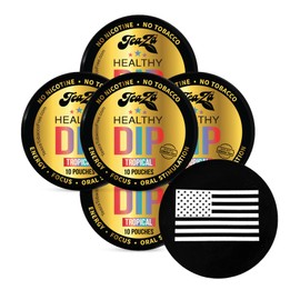 TeaZa Herbal Energy Pouch Tropical 5 Cans with DC Crafts Nation Skin Can Cover - US Flag