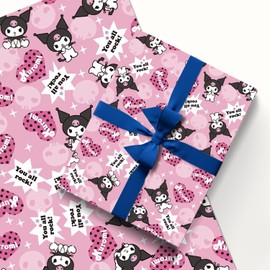 EYQQM Pack of 5 KItty Gift Wrapping Paper 20" x 30" Kraft Paper Sheets Premium Durable Birthday Kuromi Wrapping Paper Set for Kids, Party Storage Festive Decoration (Pink Bunny)