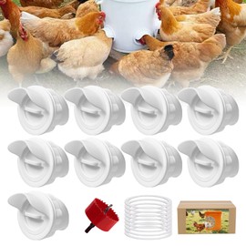 Diy Chicken Poultry Pro Feeder Port No Waste Mess Cups Kit for Gravity Automatic Chickens Bucket Feeder Pro Coop Feeder and Waterer Food Dispenser Set System Equipment for Buckets Barrels Bins Troughs
