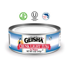 GEISHA Chunk Light Tuna In Water 5oz(Pack of 24), Canned Skipjack Tuna | No Trans Fat - No Sugar Added – Kosher Certified – Gluten Free – Omega 3 – Good Source of Protein