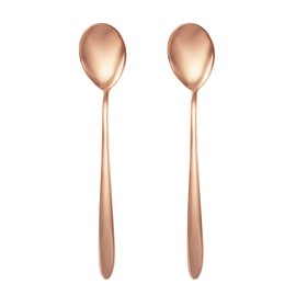 EnerMagiX Copper Spoon, 99% Pure Copper Coffee Spoons, Stirring Spoons, Dinner Spoon,Tea Spoons Long Handle, Ice Tea Spoons, Long Spoons for Stirring, Copper Tableware (Two sets)
