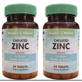 PEOPLE'S CHOICE 12 Packs People's Choice Chelated Zinc Immune Health & Vision , 24 Tablets Each