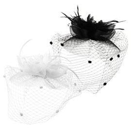 Healeved 2pcs Bride Fascinator Hair Clip Elegant Tea Party Headband Accessory for Women for Weddings Banquets and Special Occasions