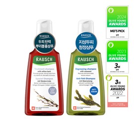 Scalp Anti-Aging Oily Cleansing Shampoo Rausch Willow Bark Treatment Shampoo Seaweed Degreasing Shampoo 2 Types Special 4068649 / 두피안티에이징지성청정샴푸 라우쉬 윌로우바크 트리트먼트 샴푸씨위드 디그리징 샴푸 2종 기획 4068649