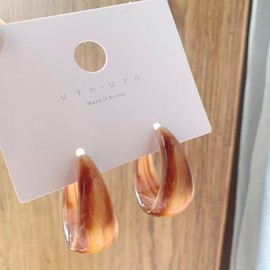 Lightweight Thick Wide Dome U Shape Acetic Acid Board Vintage Acrylic Drop Dangle Earrings Retro Chunky Resin Colorful Statement C Shape Jewelry for Women-brown