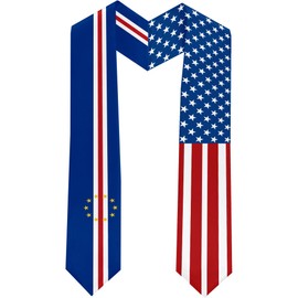 2025 Cape Verde Flag and USA Flag Graduation Stole Graduation Sash Class of 2025 Graduation Scarf for International Student (Baccalaureate Gown and Hat Not Included)