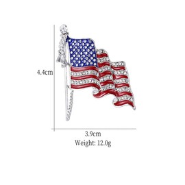 SaiDian 1 Pcs Fashion American Flag Brooch Pin Rhinestones Crystal Pin Brooch Accessory for Clothing Scarf Bag