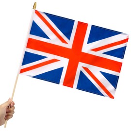 Yingnner 12 Pack British Union Jack UK Stick Flags Small 12x18 Inch Britain Hand Held Flags with 24 Inch Wooden Pole Decorations