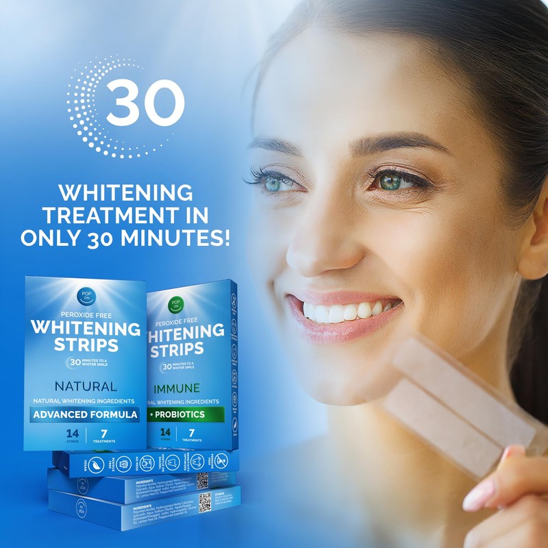 Teeth Whitening Strips by Pop On, 14 Strips, 7-Day Treatment,