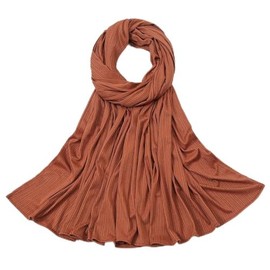 Needs & Wants® Ribbed Jersey Scarf Hijab Shawl Wrap Hijab Stretchy Big Large Plain Maxi Long Smooth Soft Scarf (Copper)