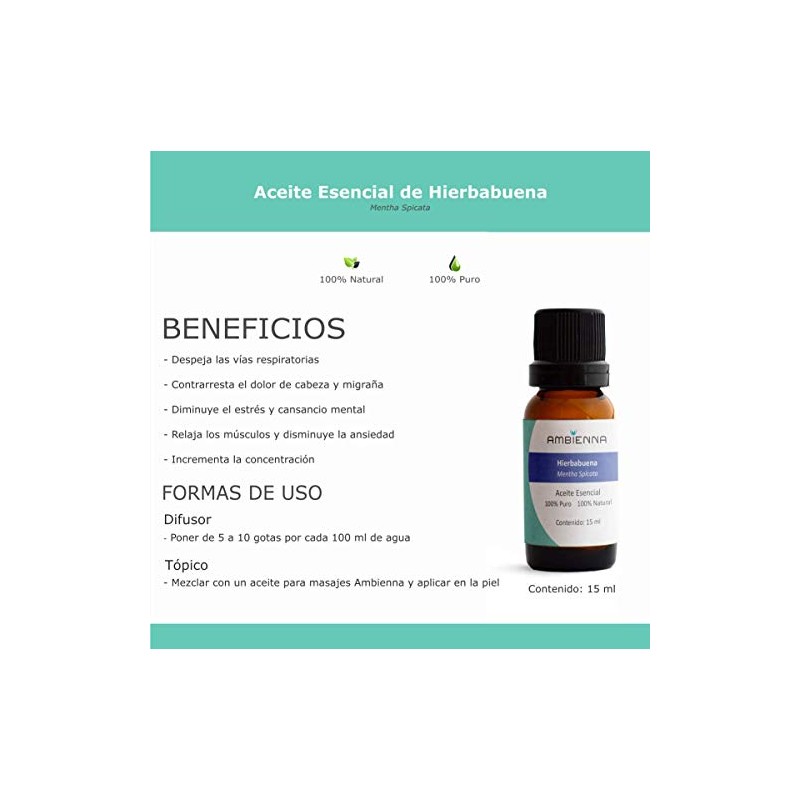 Ambienna Aceite Esencial de Hierbabuena 15 ml - 100% natural