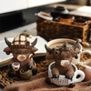 Wesiti 2 Pcs Highland Cow Figurines Coffee Highland Cow Gnomes