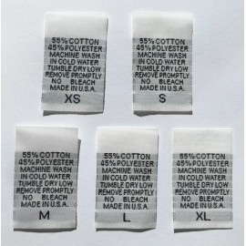 Sean Label 500 PCS WHITE WOVEN CLOTHING SEWING CARE LABELS - 55% COTTON 45% POLYESTER