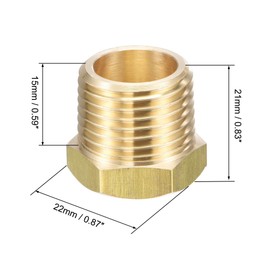 sourcing map Brass Pipe Fitting Reducer Adapter 1/2" NPT Male x 1/4" NPT Female for Water Oil Air Pressure Gauge Temp Sensor