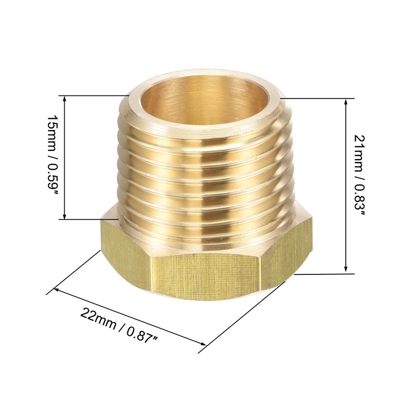 sourcing map Brass Pipe Fitting Reducer Adapter 1/2" NPT Male