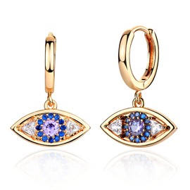 LOYATA Gold Huggie Hoop Dangle Earrings 14K Gold Plated Evil Eye Earrings Dainty Small Simple Hypoallergenic Jewelry Gift for Women