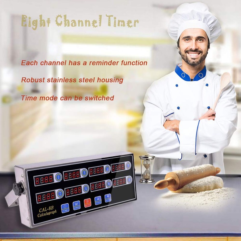 Li Bai Commercial 8 Channels Kitchen Timer Restaurant Cooking Timers