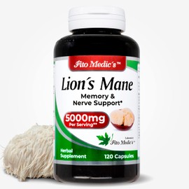 Lab | Lions Mane | 120 Capsules | Lions Mane Supplement | Lions Mane Supplement Capsules | Mushroom Supplement | Ultra high Absorption.