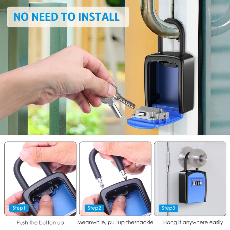 Newest AMIR Key Lock Box, Lock Box for Keys Outdoor,